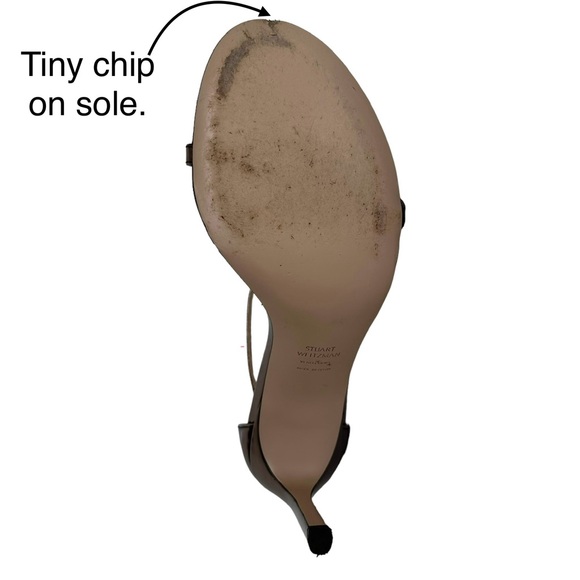 Stuart Weitzman Nudistsong Ankle Strap Sandal Pewter Glass Heels 8 1/2 M Medium - Picture 16 of 17